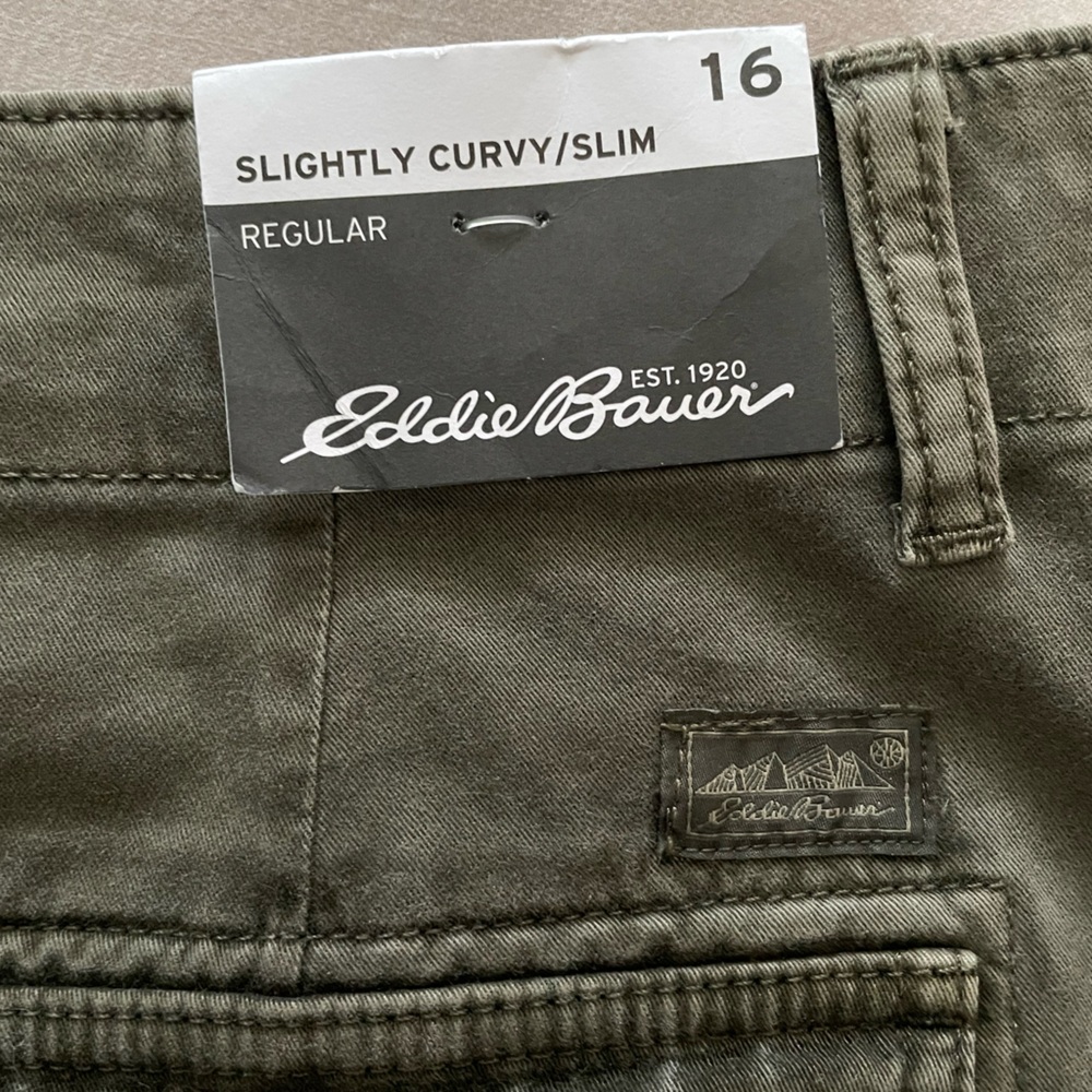 ⛰️EDDIE BAUER River Rock Cargo Pants Women’s Size 16 Curvy Slim Slat Green NWT - Picture 8 of 9